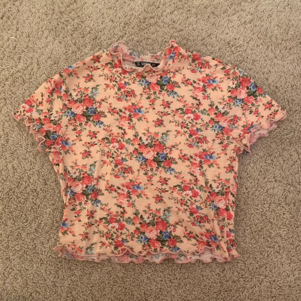 SHEIN Pink Floral T Shirt